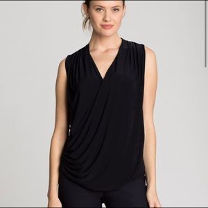 Nic+Zoe Feel Good Faux Wrap Knit Top- size M- black/navy